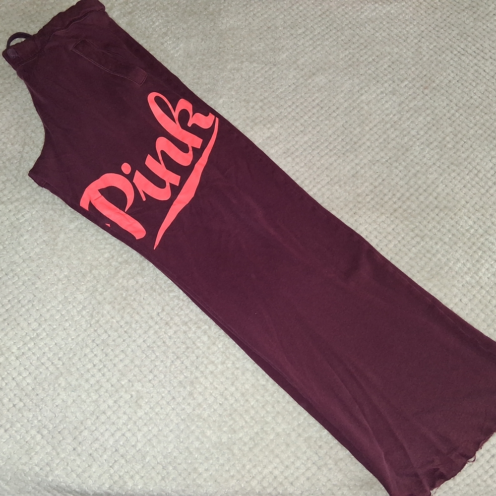 PINK Victoria's Secret Maroon Sweatpants with Coral Logo